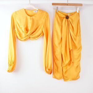 Andrea Iyamah Behati Crop Top + Skirt Set Marigold Yellow - Size XS